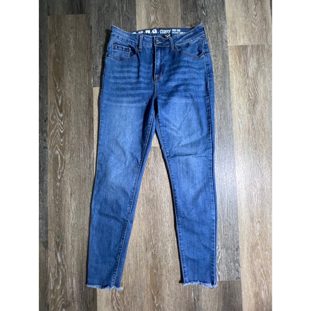 S.O.N.G. Skinny Ankle Jeans Womens 9/29 Blue Curvy High Rise Raw Hem